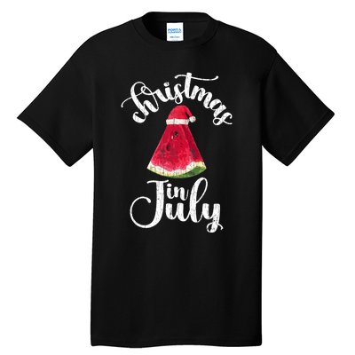 Christmas In July Watermelon Fun Santa Beach Summer Graphic Tall T-Shirt