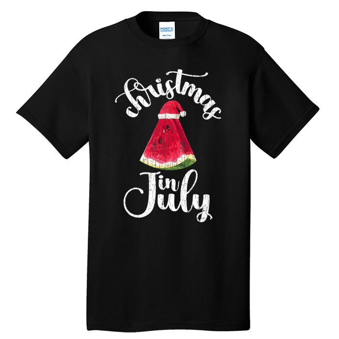 Christmas In July Watermelon Fun Santa Beach Summer Graphic Tall T-Shirt