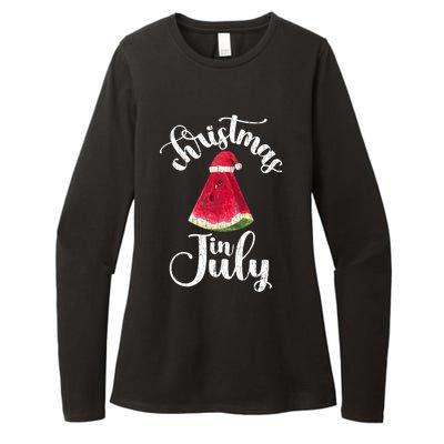 Christmas In July Watermelon Fun Santa Beach Summer Graphic Womens CVC Long Sleeve Shirt