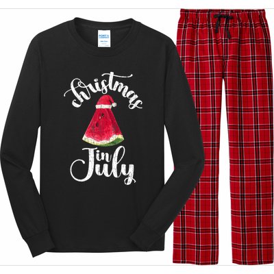 Christmas In July Watermelon Fun Santa Beach Summer Graphic Long Sleeve Pajama Set