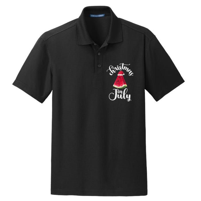 Christmas In July Watermelon Fun Santa Beach Summer Graphic Dry Zone Grid Polo