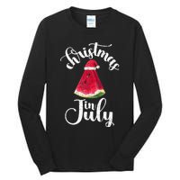 Christmas In July Watermelon Fun Santa Beach Summer Graphic Tall Long Sleeve T-Shirt