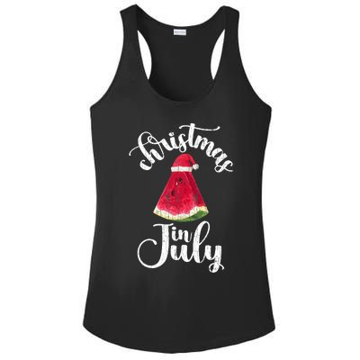 Christmas In July Watermelon Fun Santa Beach Summer Graphic Ladies PosiCharge Competitor Racerback Tank