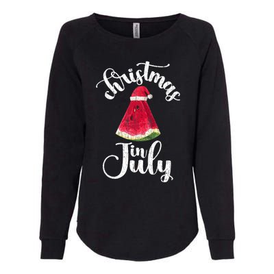 Christmas In July Watermelon Fun Santa Beach Summer Graphic Womens California Wash Sweatshirt