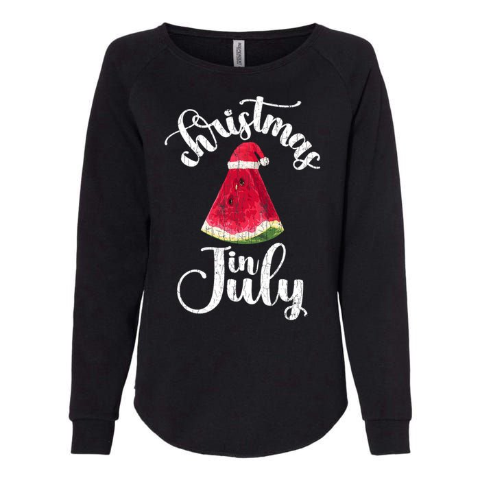 Christmas In July Watermelon Fun Santa Beach Summer Graphic Womens California Wash Sweatshirt