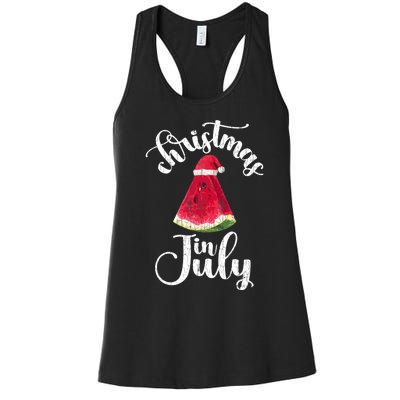 Christmas In July Watermelon Fun Santa Beach Summer Graphic Women's Racerback Tank