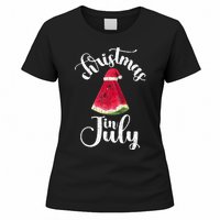 Christmas In July Watermelon Fun Santa Beach Summer Graphic Women's T-Shirt