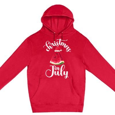 Christmas In July Watermelon Fun Santa Beach Summer Graphic Premium Pullover Hoodie