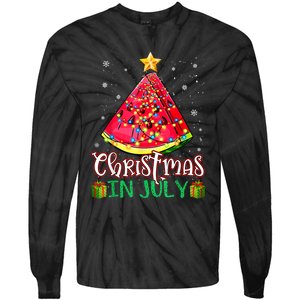 Christmas In July Watermelon Xmas Tree Summer Tie-Dye Long Sleeve Shirt