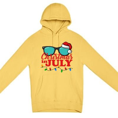 Christmas In July Santa Hat Sunglasses Summer Celebration Premium Pullover Hoodie