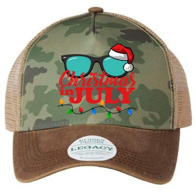 Christmas In July Santa Hat Sunglasses Summer Celebration Legacy Tie Dye Trucker Hat