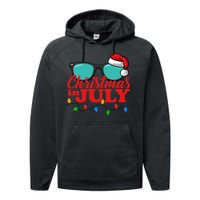 Christmas In July Santa Hat Sunglasses Summer Celebration Performance Fleece Hoodie