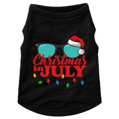 Christmas In July Santa Hat Sunglasses Summer Celebration Doggie Tank