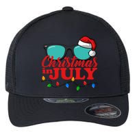 Christmas In July Santa Hat Sunglasses Summer Celebration Flexfit Unipanel Trucker Cap