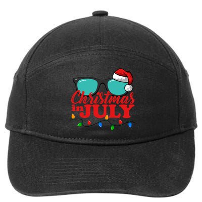 Christmas In July Santa Hat Sunglasses Summer Celebration 7-Panel Snapback Hat