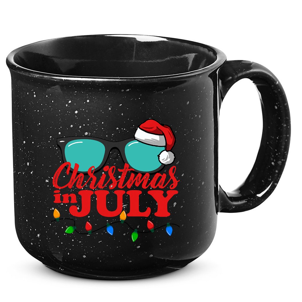 Christmas In July Santa Hat Sunglasses Summer Celebration 15oz Campfire Ceramic Mug