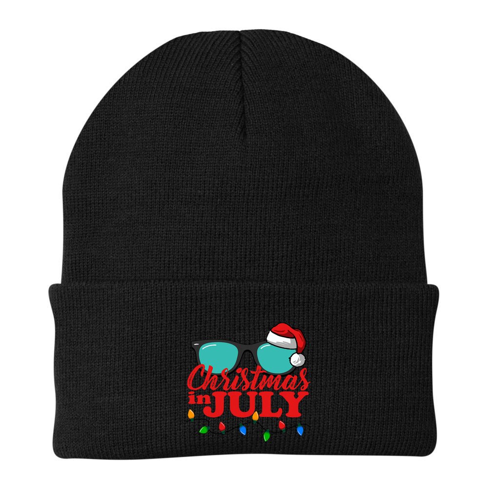 Christmas In July Santa Hat Sunglasses Summer Celebration Beanie