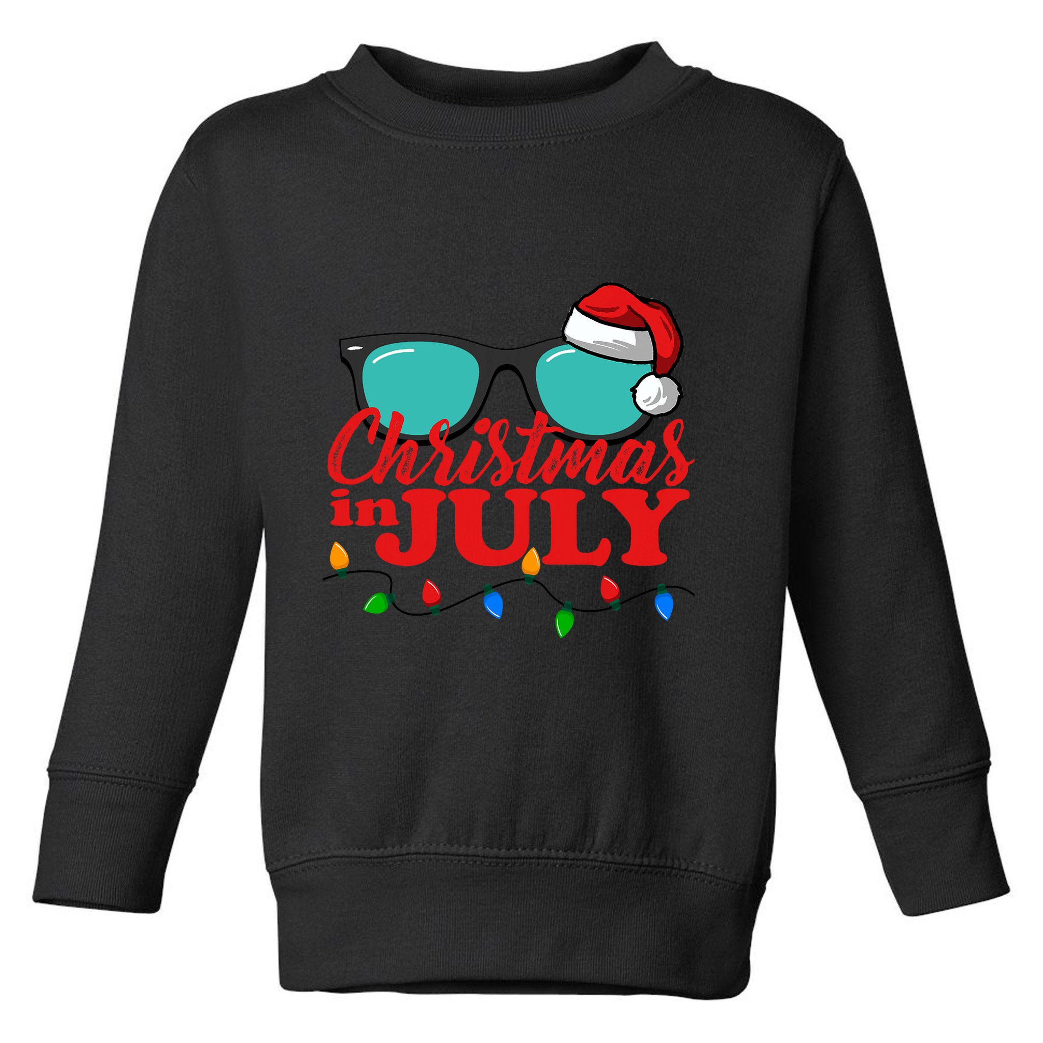 Christmas In July Santa Hat Sunglasses Summer Celebration Toddler Sweatshirt