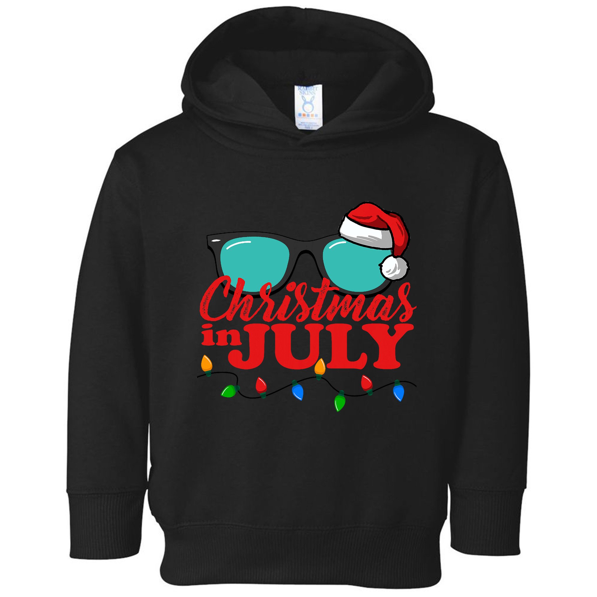 Christmas In July Santa Hat Sunglasses Summer Celebration Toddler Hoodie