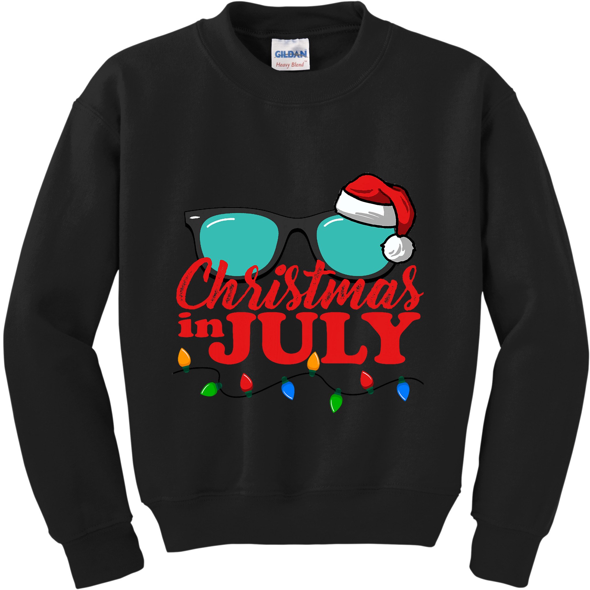 Christmas In July Santa Hat Sunglasses Summer Celebration Kids Sweatshirt