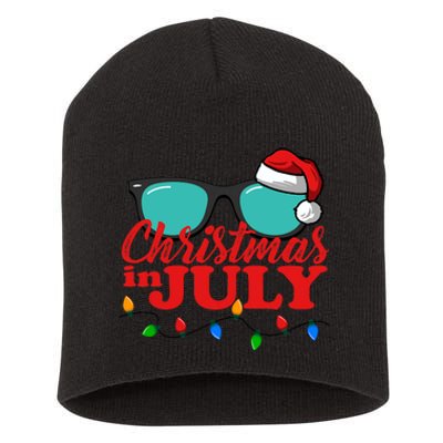 Christmas In July Santa Hat Sunglasses Summer Celebration Short Acrylic Beanie