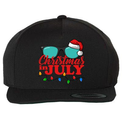 Christmas In July Santa Hat Sunglasses Summer Celebration Wool Snapback Cap