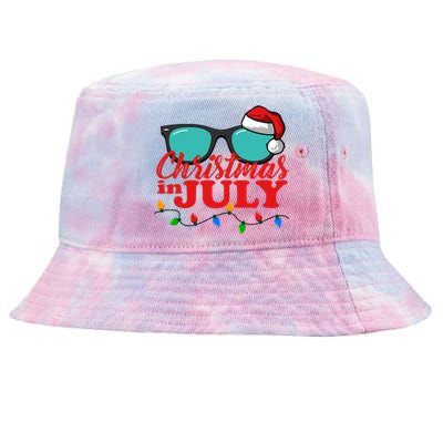 Christmas In July Santa Hat Sunglasses Summer Celebration Tie-Dyed Bucket Hat