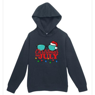 Christmas In July Santa Hat Sunglasses Summer Celebration Urban Pullover Hoodie