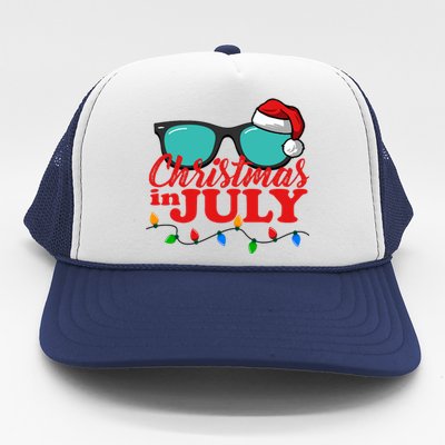 Christmas In July Santa Hat Sunglasses Summer Celebration Trucker Hat