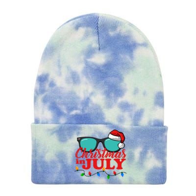 Christmas In July Santa Hat Sunglasses Summer Celebration Tie Dye 12in Knit Beanie