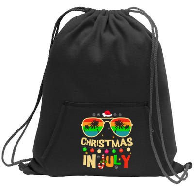 Christmas In July Palm Tree Xmas Tree Beach Summer Vacation Sweatshirt Cinch Pack Bag