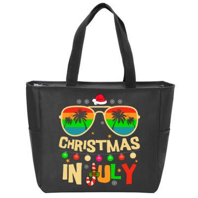 Christmas In July Palm Tree Xmas Tree Beach Summer Vacation Zip Tote Bag