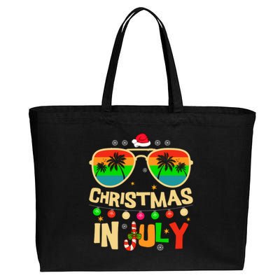 Christmas In July Palm Tree Xmas Tree Beach Summer Vacation Cotton Canvas Jumbo Tote