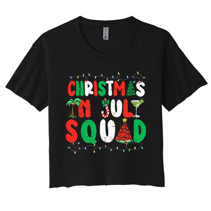 Christmas In July Squad Funny Summer Xmas Women's Crop Top Tee