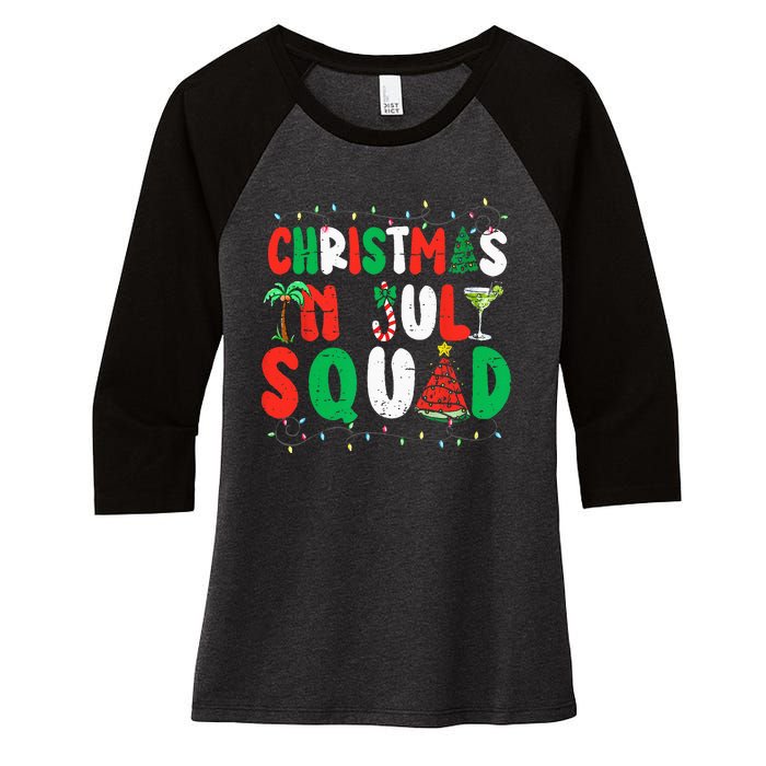 Christmas In July Squad Funny Summer Xmas Women's Tri-Blend 3/4-Sleeve Raglan Shirt