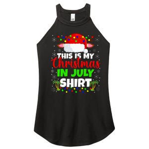 Christmas In July Santa Hat With Palm And Christmas Lights Women’s Perfect Tri Rocker Tank