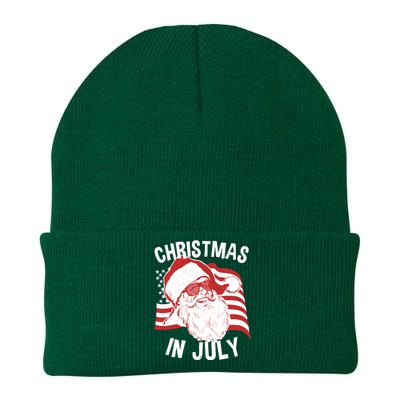 Christmas In July | Retro Hipster Santa 4th of July Knit Cap Winter Beanie