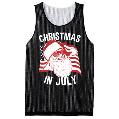 Christmas In July | Retro Hipster Santa 4th of July Mesh Reversible Basketball Jersey Tank