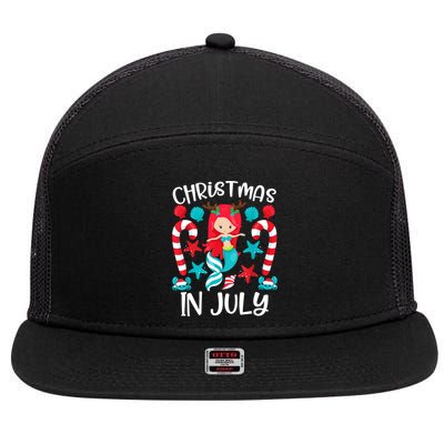 Christmas In July Cute Mermaid Summer 7 Panel Mesh Trucker Snapback Hat