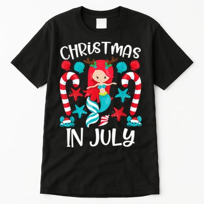 Christmas In July Cute Mermaid Summer Tall T-Shirt