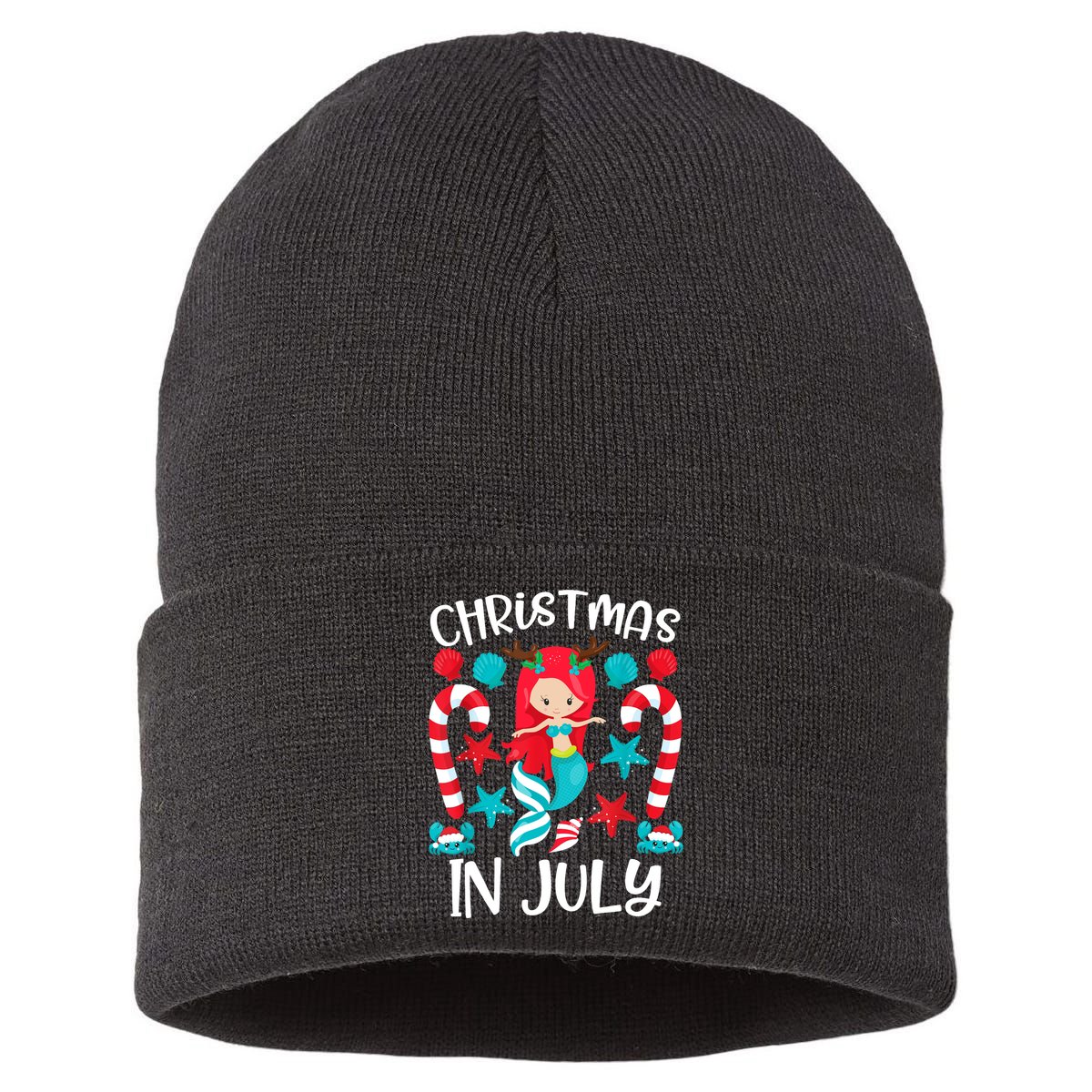 Christmas In July Cute Mermaid Summer Sustainable Knit Beanie