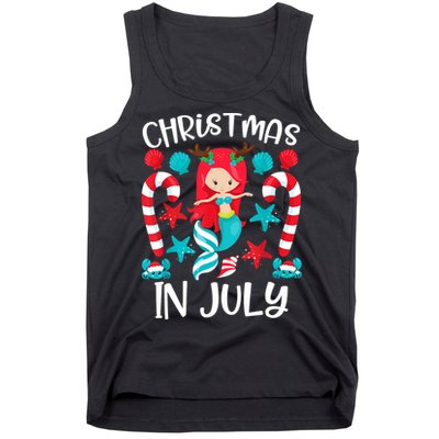Christmas In July Cute Mermaid Summer Tank Top