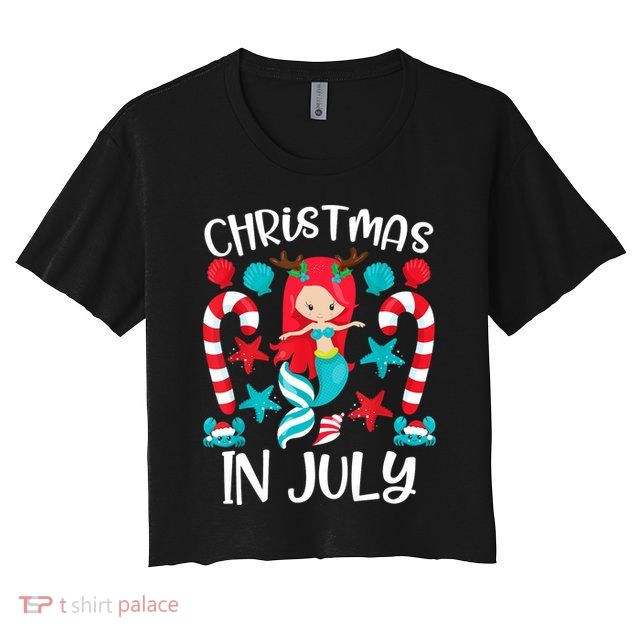 Christmas In July Cute Mermaid Summer Crop Top