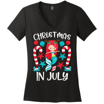 Christmas In July Cute Mermaid Summer Women's V-Neck T-Shirt