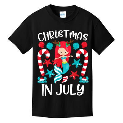 Christmas In July Cute Mermaid Summer Kids T-Shirt