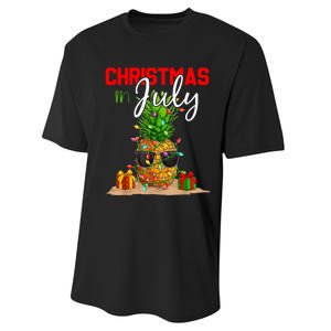 Christmas In July Pineapple Xmas Tree Summer Vacation Performance Sprint T-Shirt