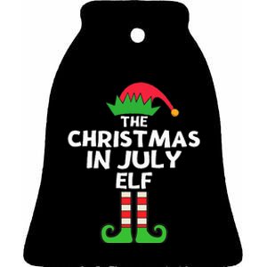 Christmas In July Elf Summer Beach Vacation Party Pajama Ceramic Bell Ornament