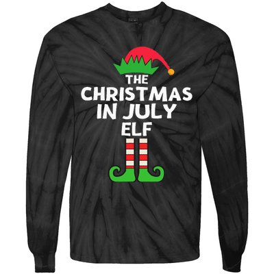 Christmas In July Elf Summer Beach Vacation Party Pajama Tie-Dye Long Sleeve Shirt