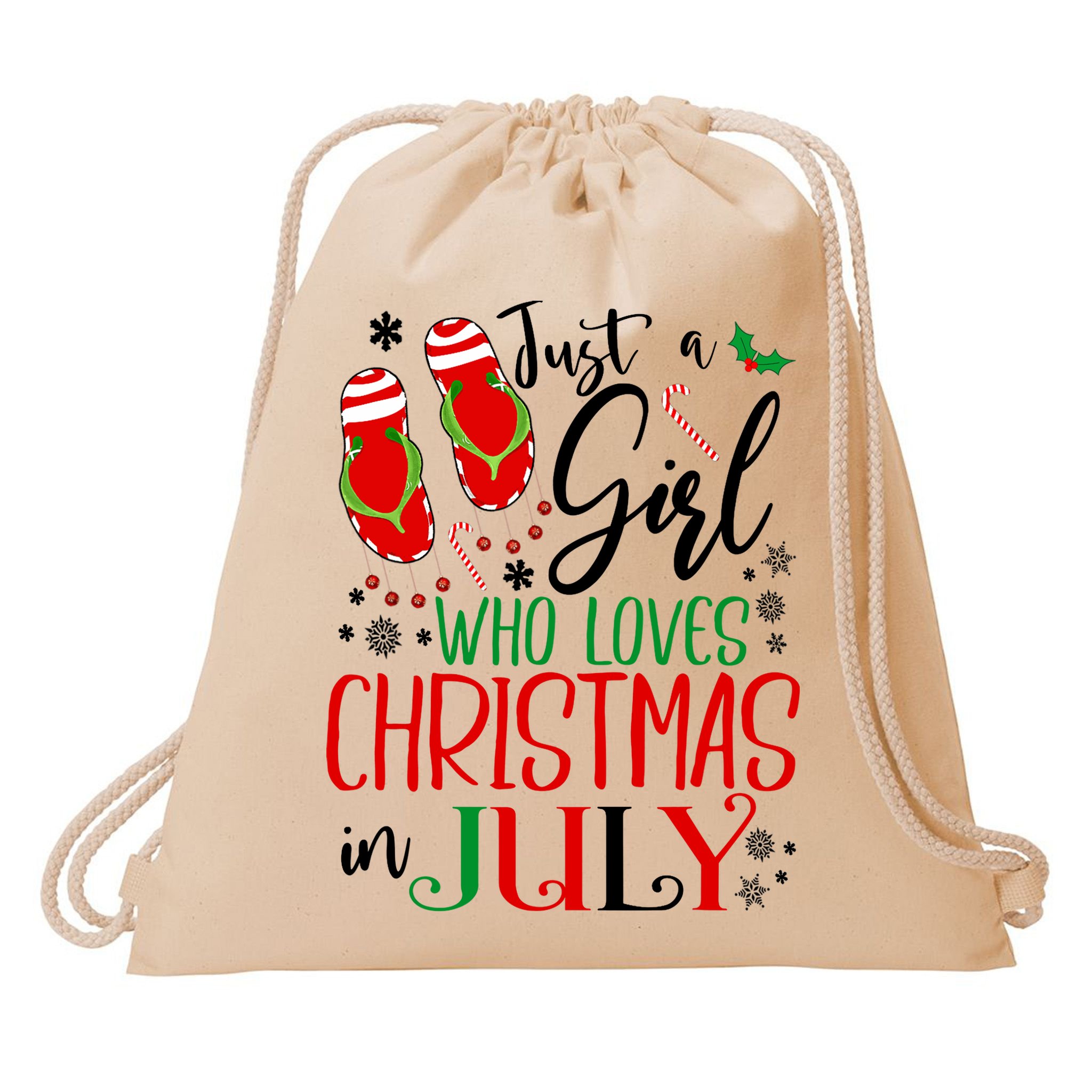 Christmas in July Just A Girl Who Loves Christmas In July Drawstring Bag