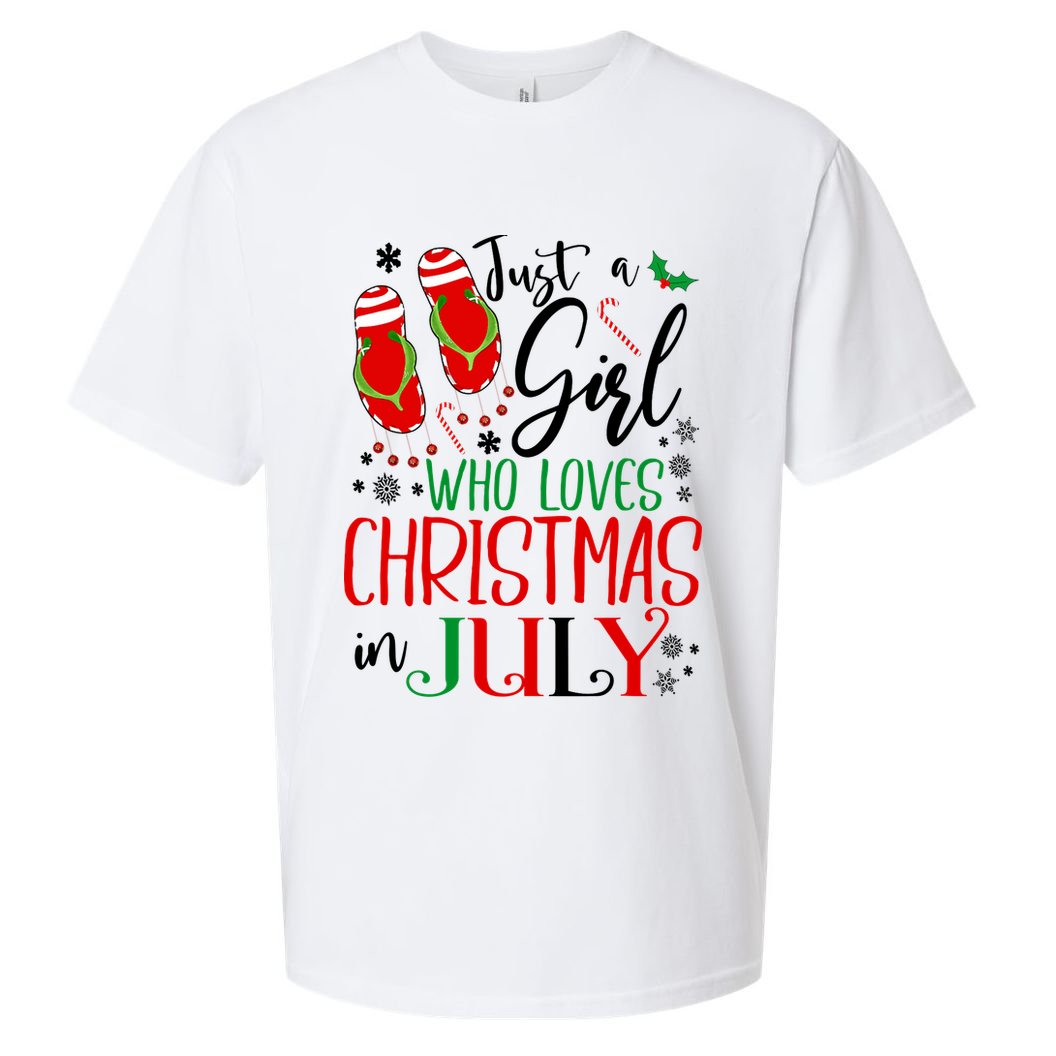 Christmas in July Just A Girl Who Loves Christmas In July Sueded Cloud Jersey T-Shirt